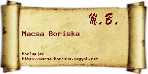 Macsa Boriska névjegykártya